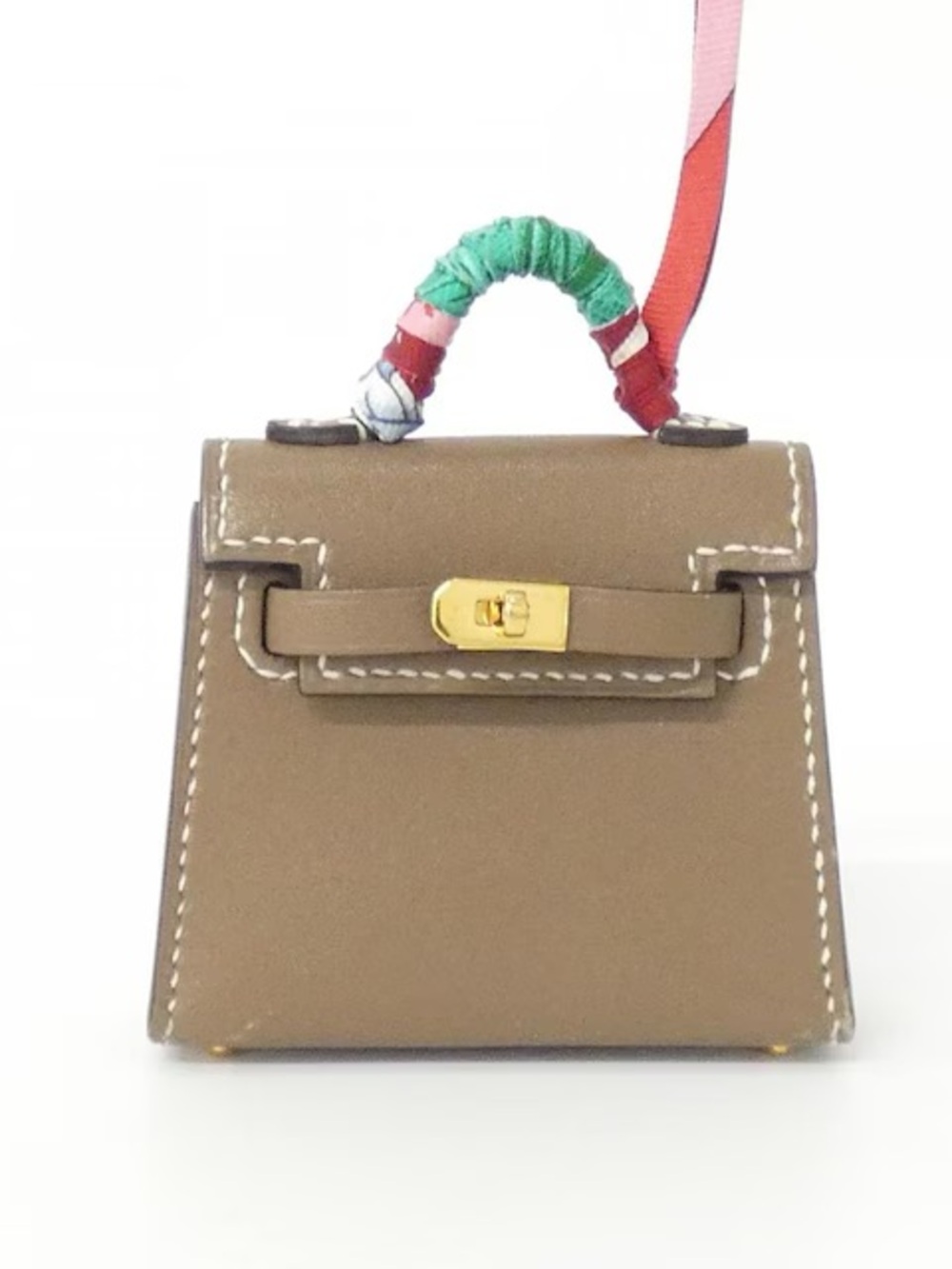 Hermes Mini Kelly Twilly Bag Charm Etoupe Gold Hardware